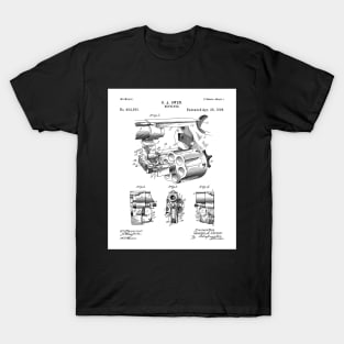 Vintage Revolver Patent - Gun Lover Firearms Shop Art - White T-Shirt